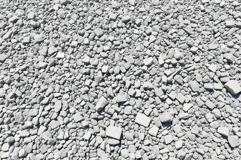 Pile of crushed concrete aggregate